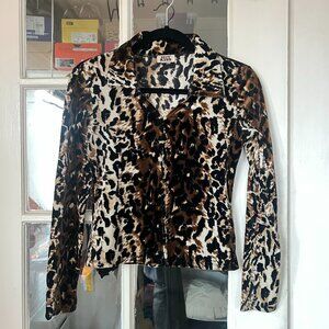 Y2K CHEETAH PRINT VELVET TOP XS